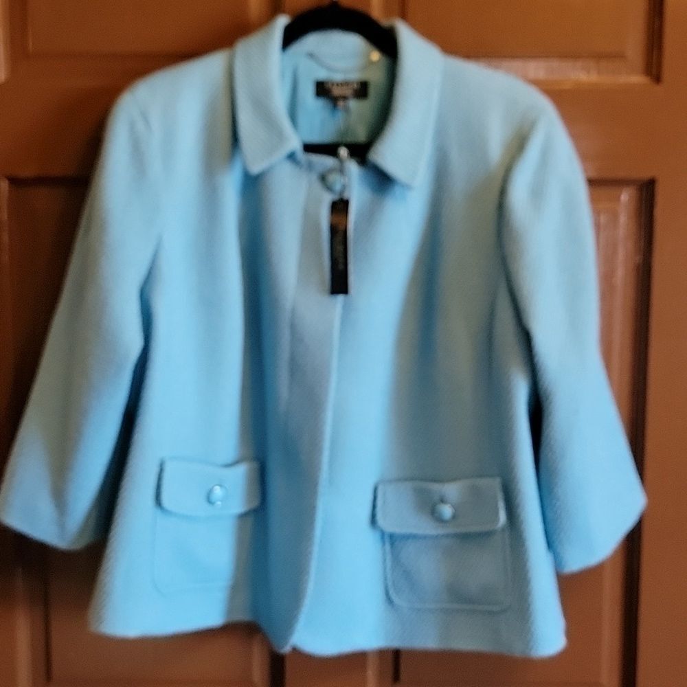 Talbots-Wool blend blue collared,3/4 sleeved jkt 20W Petite NWT.